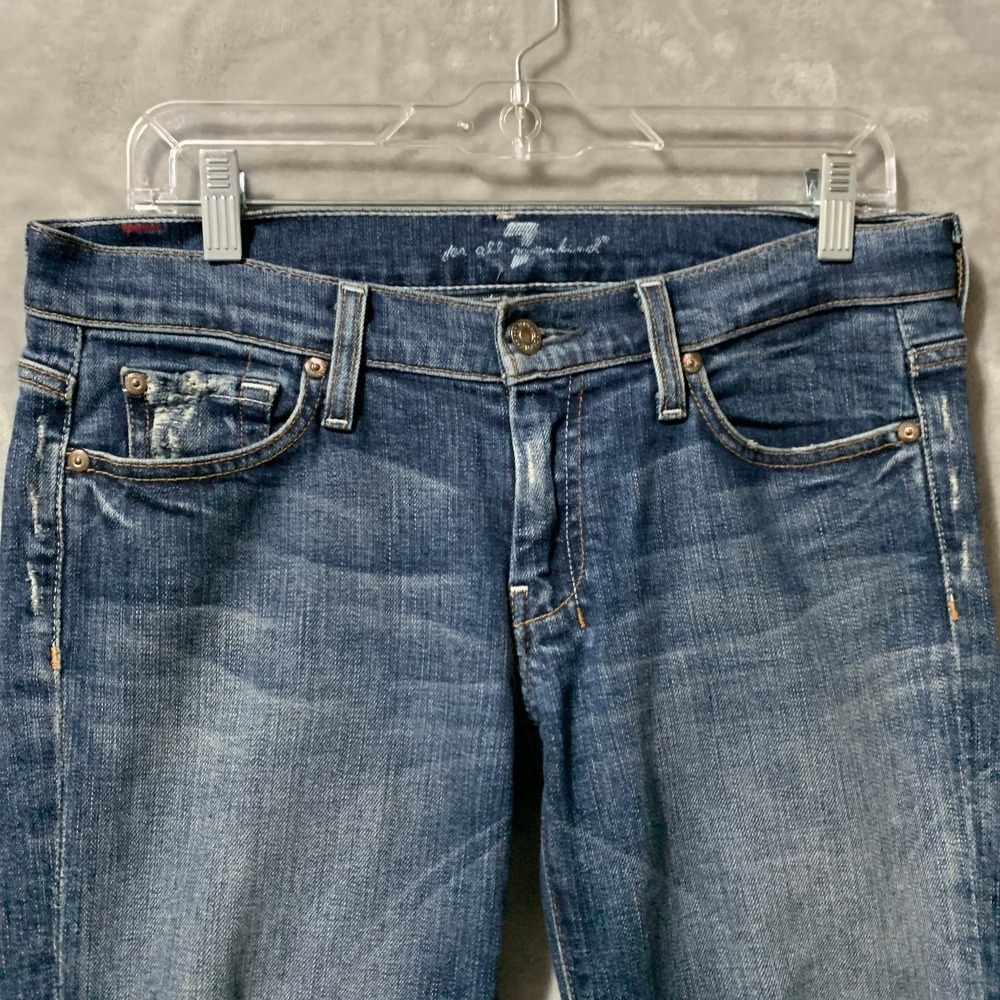 7 For All Mankind Dojo Women's Cropped Capri Jeans Size 27 Distressed Stretch - Picture 4 of 15
